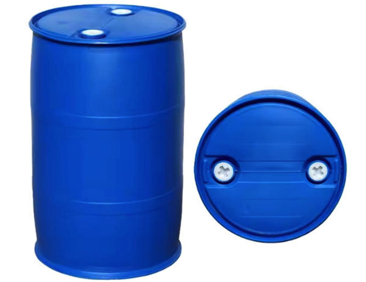 Blue double-ring chemical drum for industrial packaging